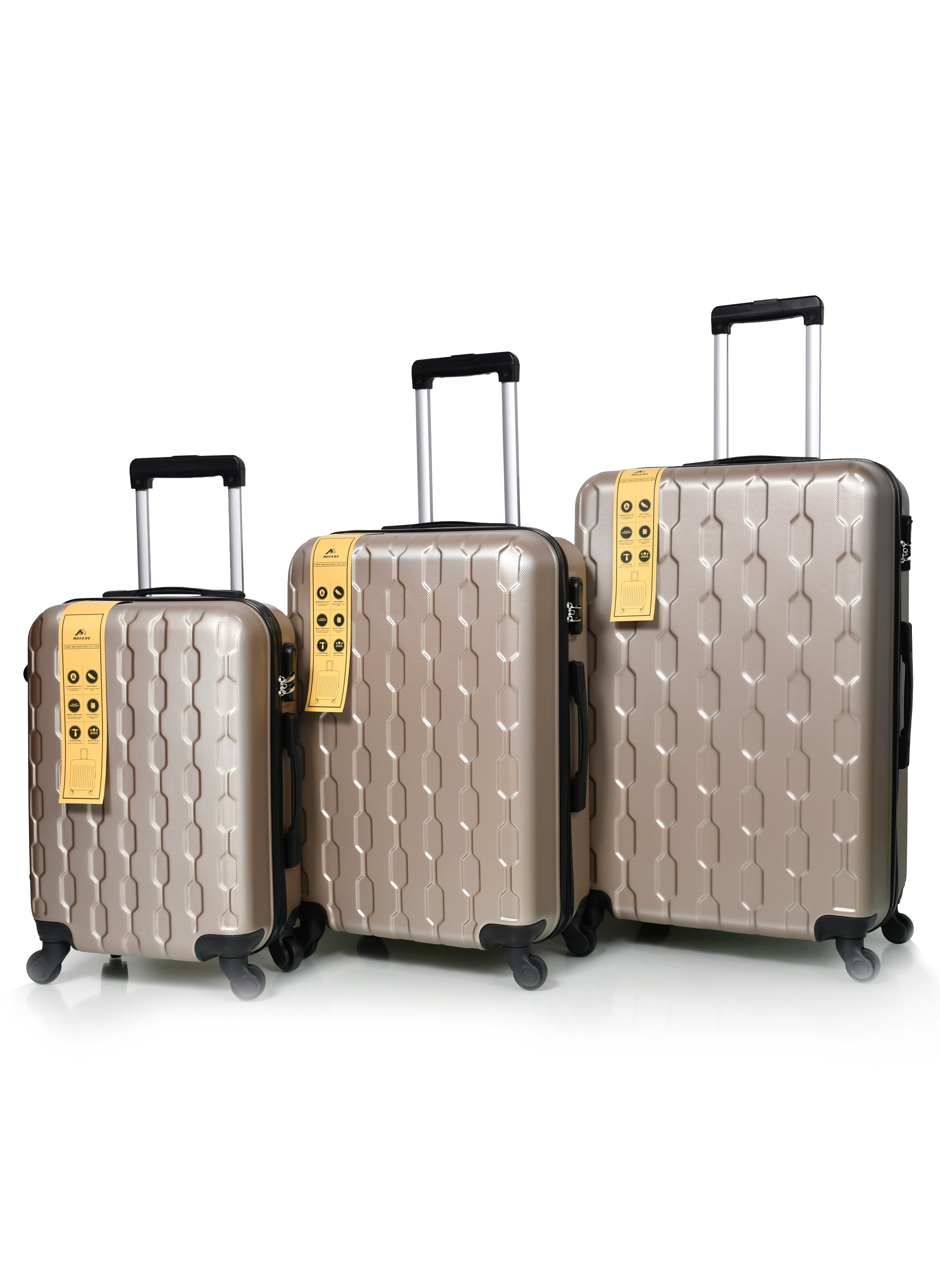 morano Murano Luggage Set Durable and Lightweight Made of Hard ABS Fiber Four Piece Spinning Wheel Suitcase with Built in Lock Gold Set of 3 Pieces KSA Riyadh Jeddah