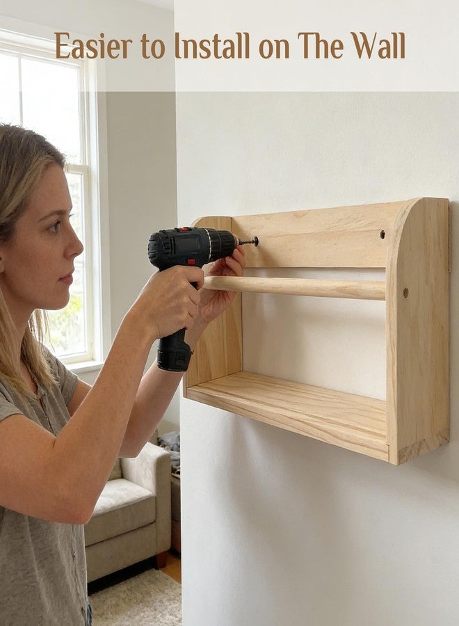 Walasis Nursery Book Shelves for Wall: Solid Pine Wood Wall Mounted Bookcase with Anti-Drop Bar for Kids' Room Easy Installation with Back Panel (Natural) - Image 4