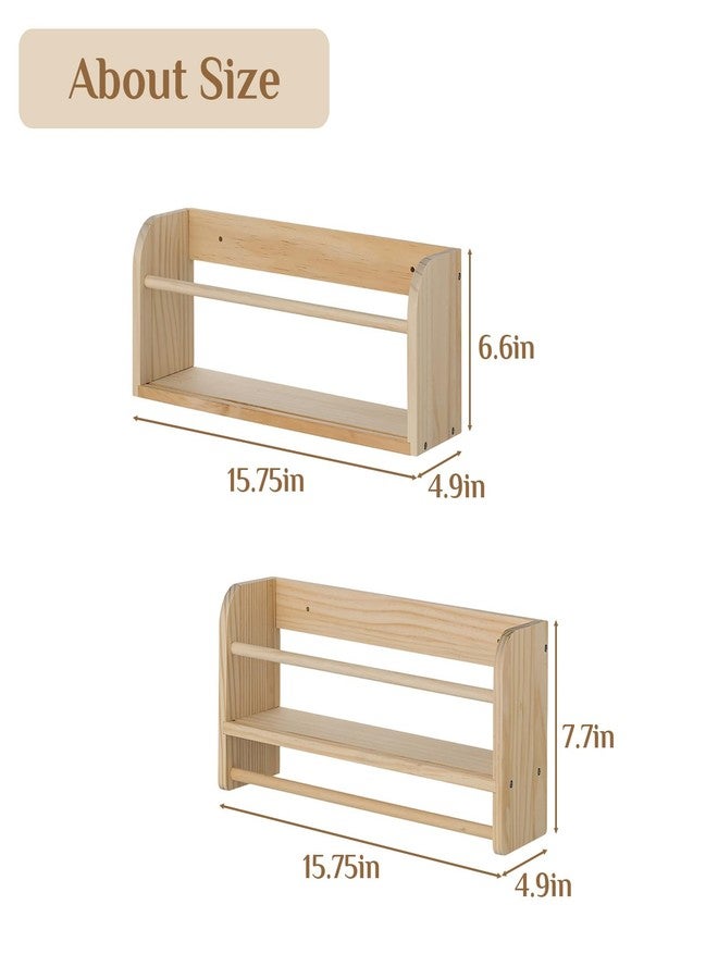 Walasis Nursery Book Shelves for Wall: Solid Pine Wood Wall Mounted Bookcase with Anti-Drop Bar for Kids' Room Easy Installation with Back Panel (Natural) - Image 5
