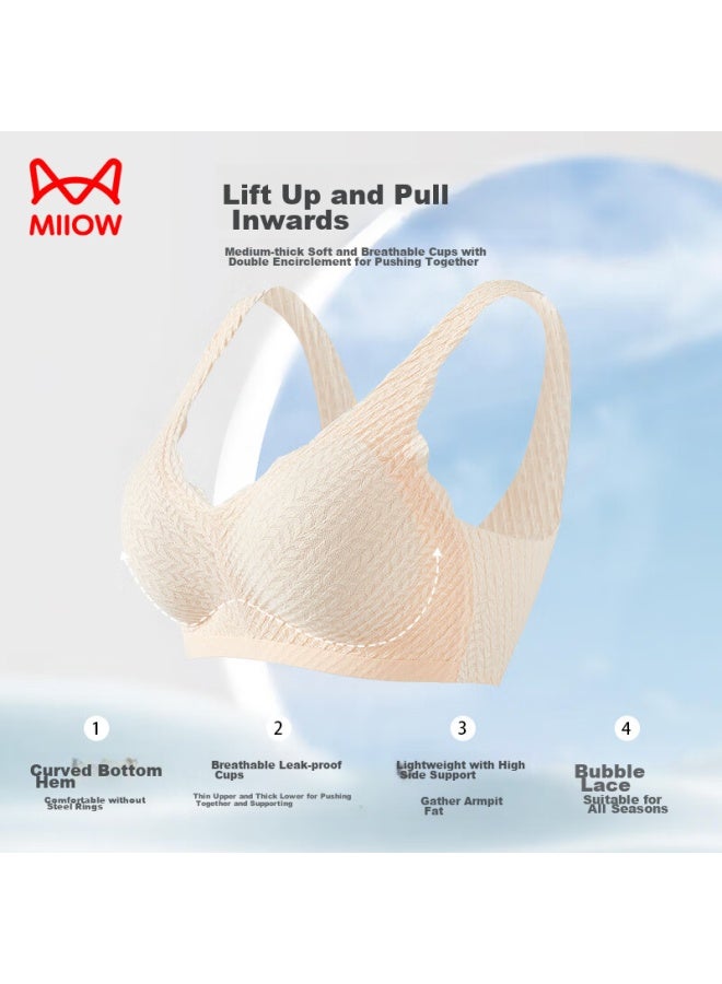 MIIOW Miiow Women's Bra, Vest-style, Seamless, Wireless, Sexy, Push-up For Small Breasts, Thin, Beautiful Back, One-piece Brassiere, Skin Color, Xl - Image 3