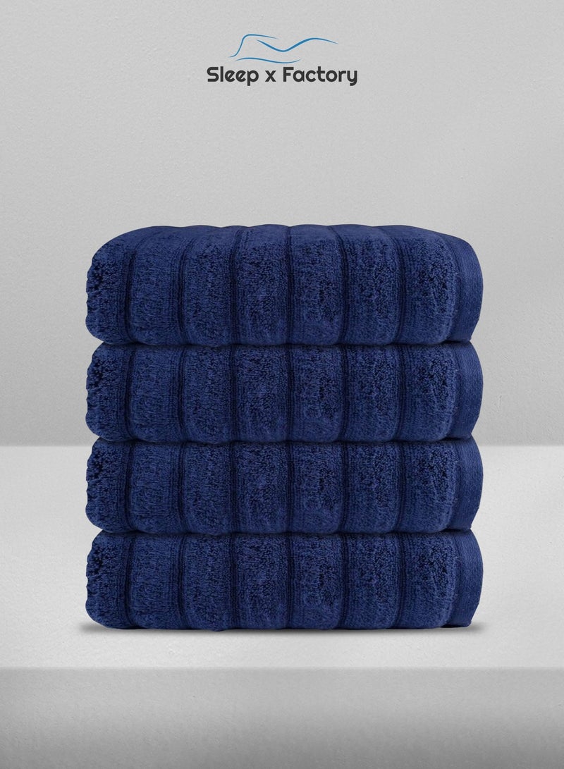 Sleep x Factory 4 Wavy Textured Bath Towels – 100% Pure Cotton, Soft & Absorbent – 70x140 cm - Image 1