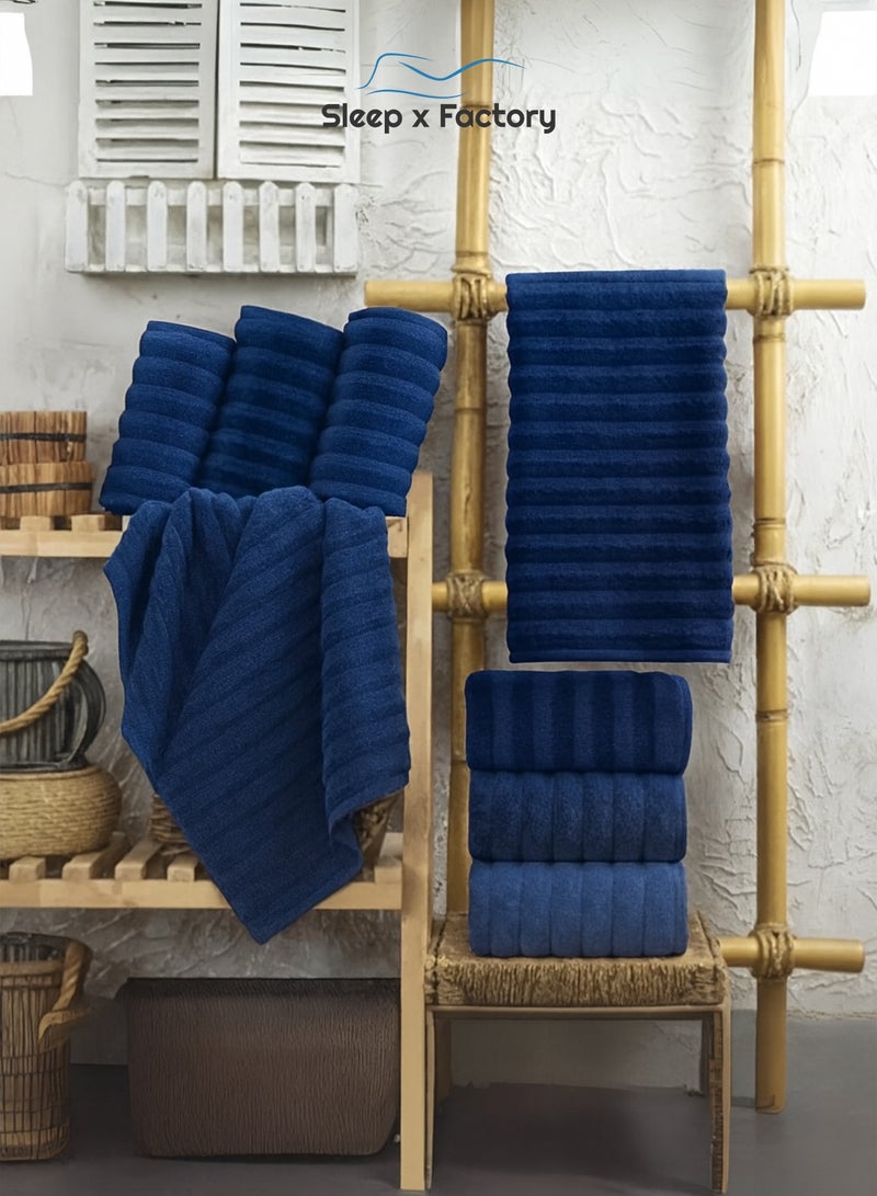 Sleep x Factory 4 Wavy Textured Bath Towels – 100% Pure Cotton, Soft & Absorbent – 70x140 cm - Image 3