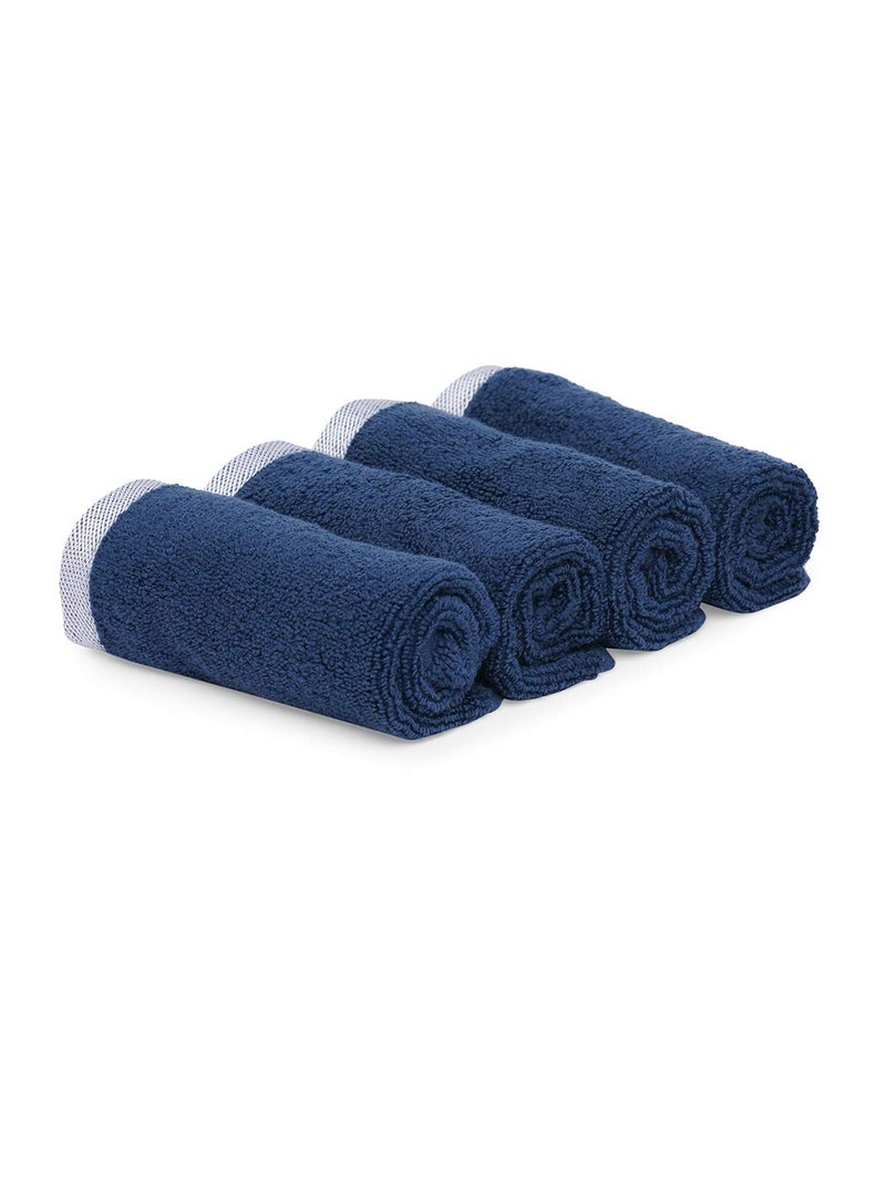 MarkHome 100 Cotton 500 GSM Zero Twist Anti Microbial Treated Simply Soft Face Towel Set of 04 Pcs Navy - Image 2