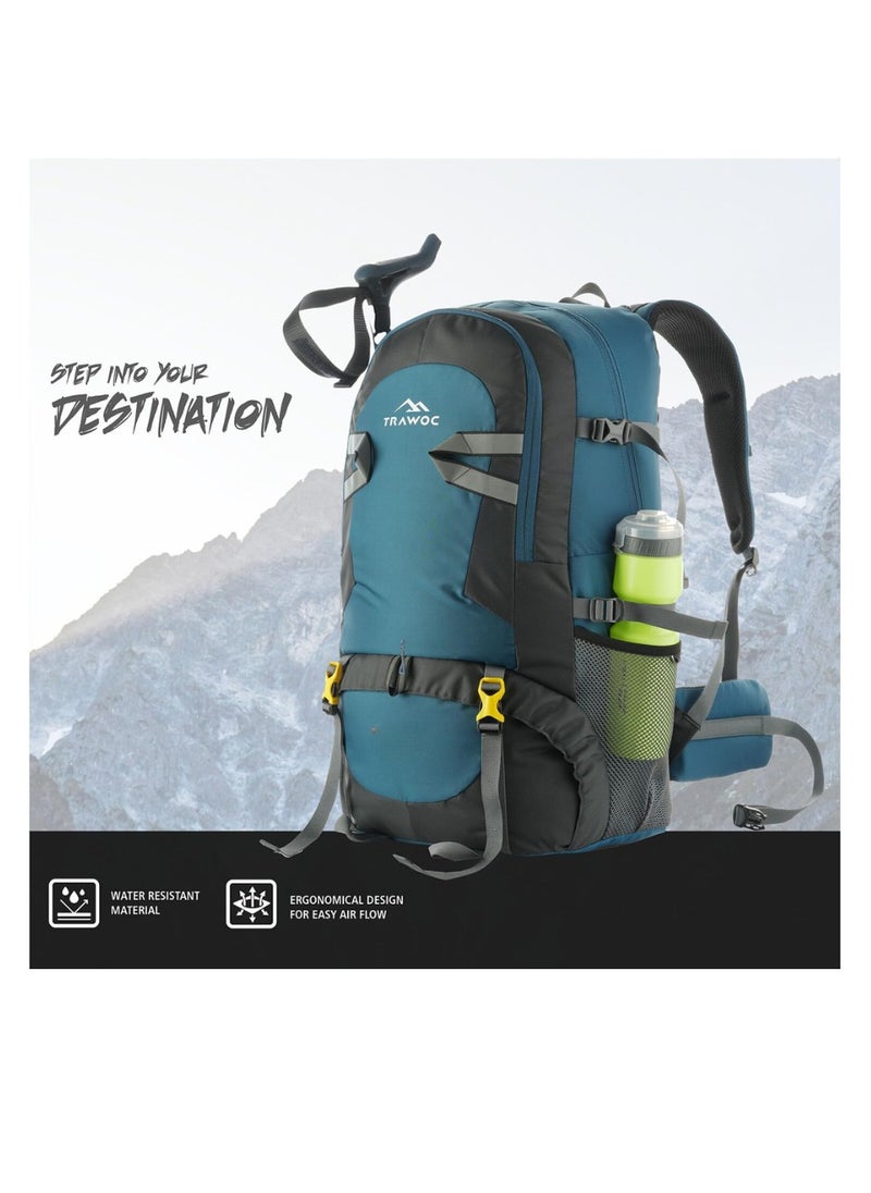 Trawoc - 55 Liter Travel Backpack Daypack Bag for Camping Hiking Trekking Bag for Men & Women, English Blue | 6BFXJ - Image 1