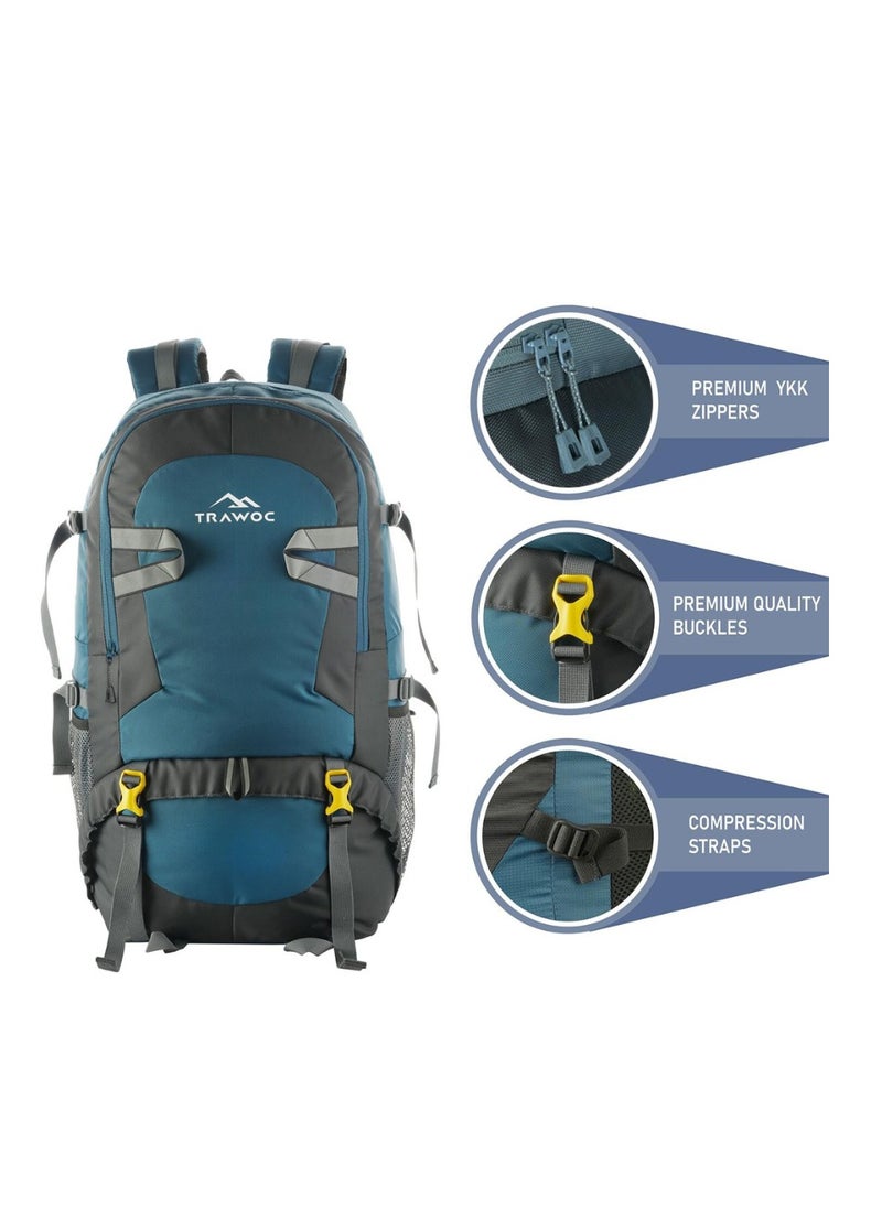 Trawoc - 55 Liter Travel Backpack Daypack Bag for Camping Hiking Trekking Bag for Men & Women, English Blue | 6BFXJ - Image 1