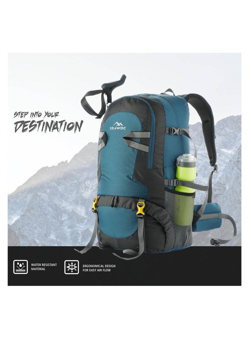 Trawoc - 55 Liter Travel Backpack Daypack Bag for Camping Hiking Trekking Bag for Men & Women, English Blue | 6BFXJ - Image 1
