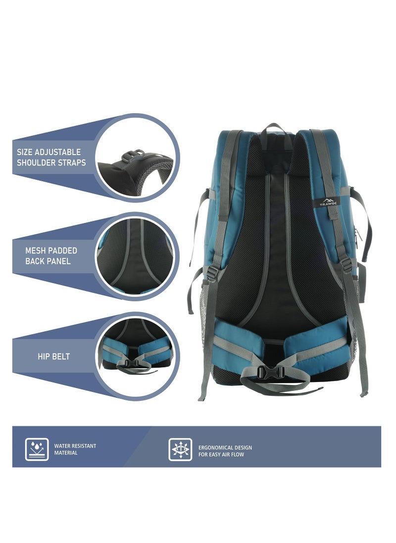 Trawoc - 55 Liter Travel Backpack Daypack Bag for Camping Hiking Trekking Bag for Men & Women, English Blue | 6BFXJ - Image 1
