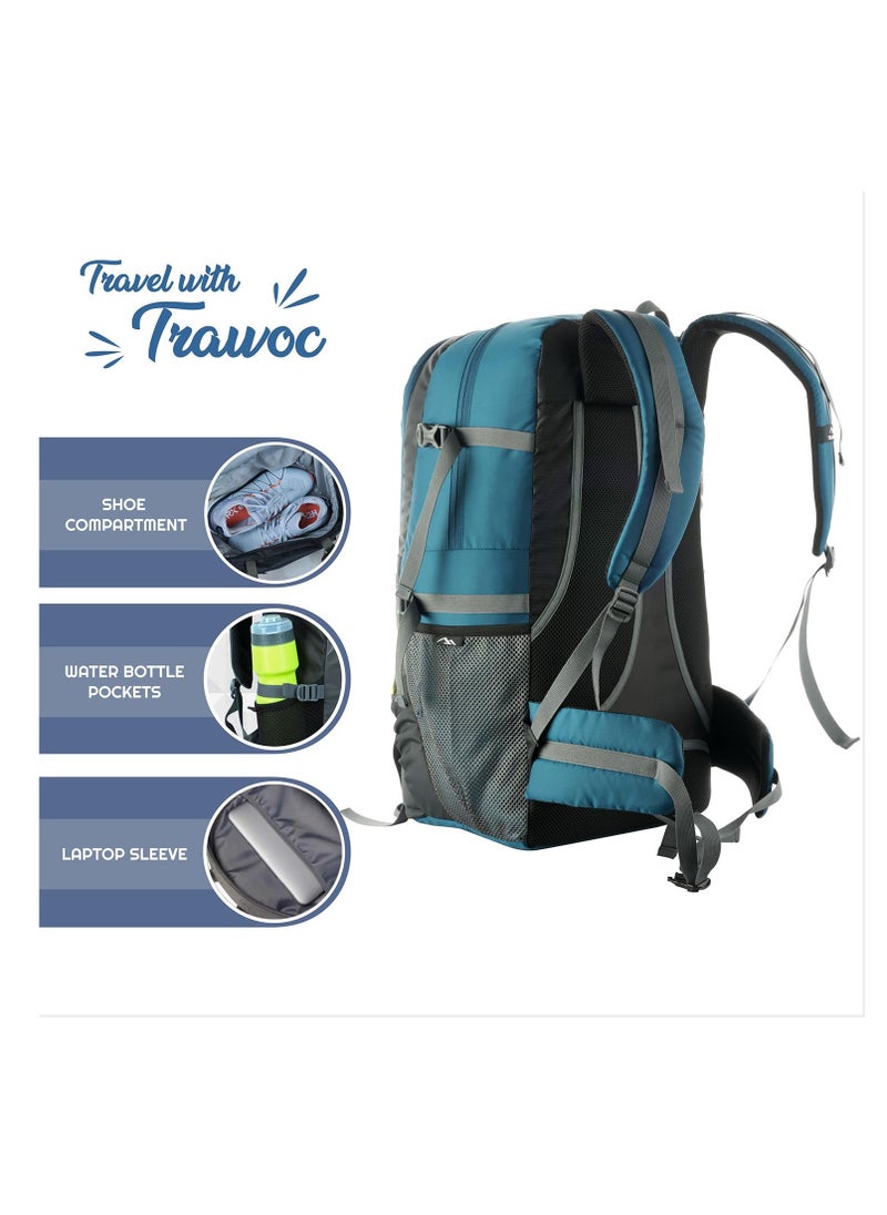 Trawoc - 55 Liter Travel Backpack Daypack Bag for Camping Hiking Trekking Bag for Men & Women, English Blue | 6BFXJ - Image 1