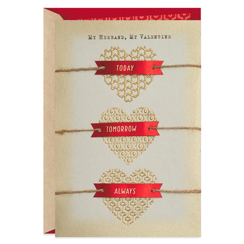 Hallmark Valentine's Day Card for Husband (Three Gold Hearts) (0699VFE7622) - Image 1