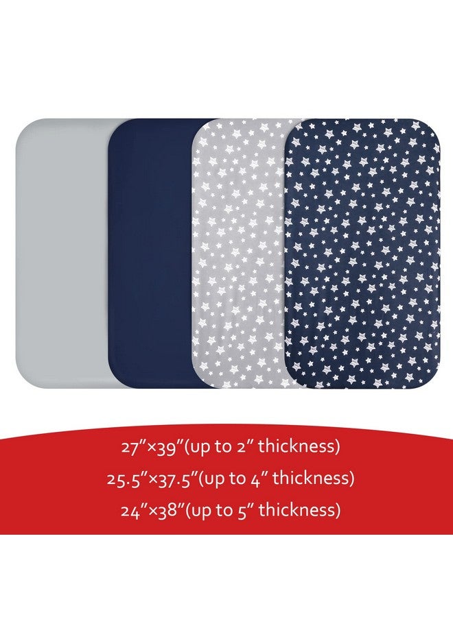 Moonsea Pack and Play Sheets Boys, 4 Pack Mini Crib Sheets, Stretchy Pack and Play Playard Fitted Sheet, Compatible with Graco Pack n Play, Soft and Breathable Material, Navy - Image 4