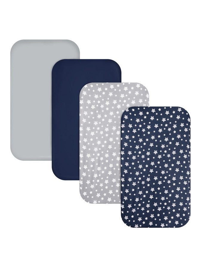 Moonsea Pack and Play Sheets Boys, 4 Pack Mini Crib Sheets, Stretchy Pack and Play Playard Fitted Sheet, Compatible with Graco Pack n Play, Soft and Breathable Material, Navy - Image 1