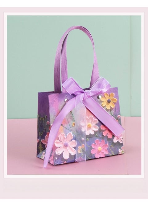 Color Gift Bag with Handle, Oil Painting Gift Paper Bags Medium Size Small Gift Bags