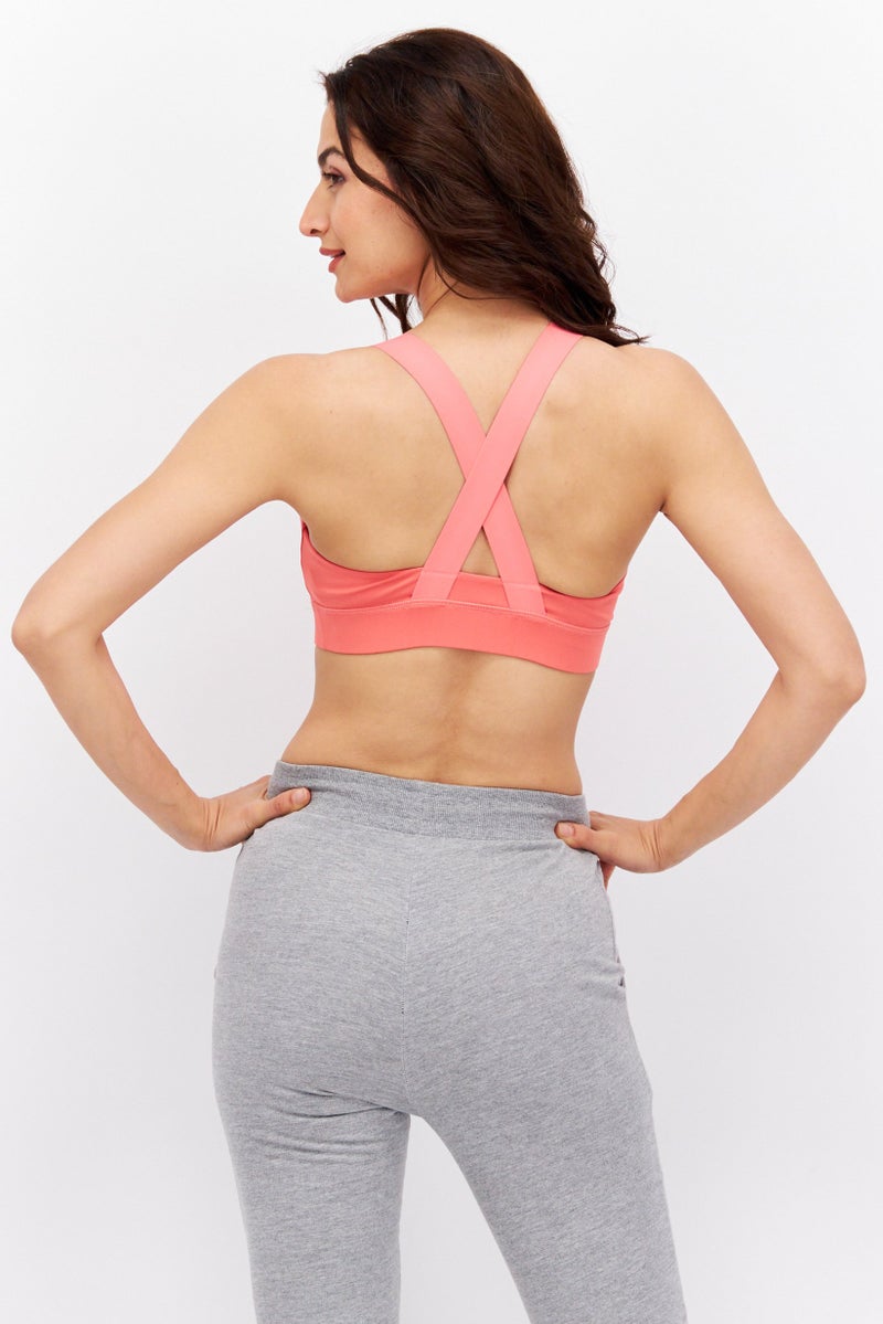 PUMA Women Brand Logo Padded Sports Bra, Pink - Image 2