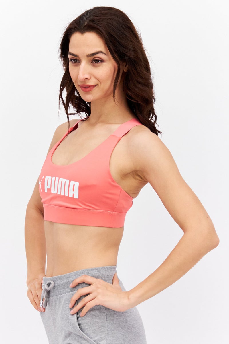 PUMA Women Brand Logo Padded Sports Bra, Pink - Image 4