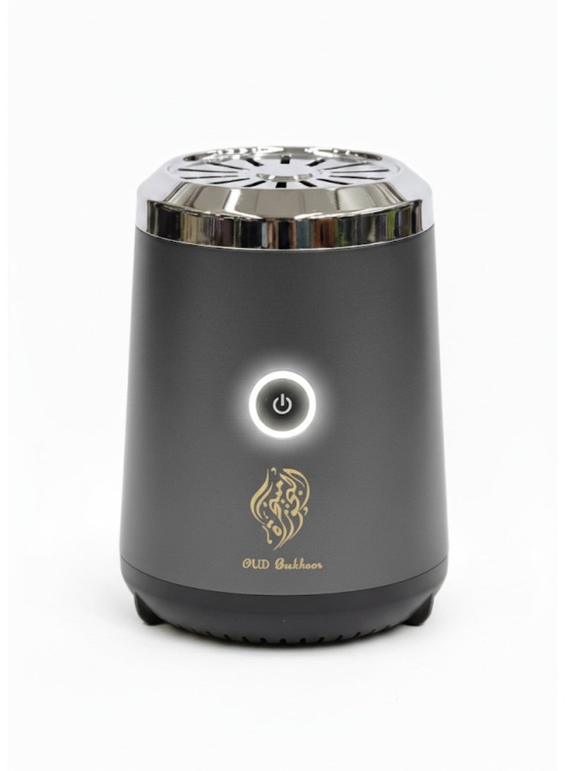 بخور مبخرة صغيرة محمولة | موزع بخور وعود كهربائي قابل للشحن عبر USB | حامل بخور عربي، جهاز مبخر للمنزل والمكتب والسفر والسيارة، لون رمادي للعلاج العطري - Image 2