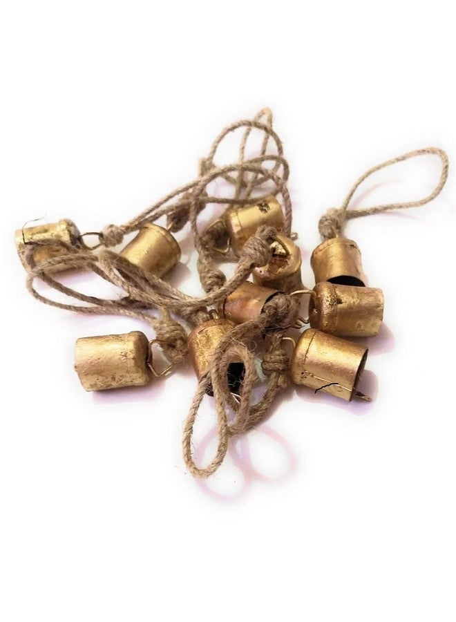 Carfar Handicrafts Vintage Rustic Tin Cylindrical Shape Cow Bells Festive Décor Bells (Set of 10) Home Décor Handmade Bells - Image 1