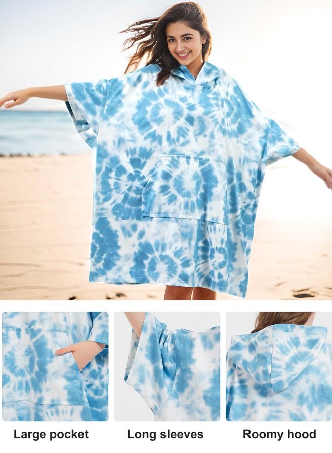 KFUBUO Surf Poncho Changing Towel Swim Robe with Pocket Plus Size Terry Cloth Swim Cover Up for Women Towel Poncho Hoodie - Image 4