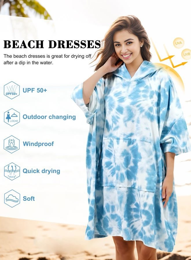 KFUBUO Surf Poncho Changing Towel Swim Robe with Pocket Plus Size Terry Cloth Swim Cover Up for Women Towel Poncho Hoodie - Image 2