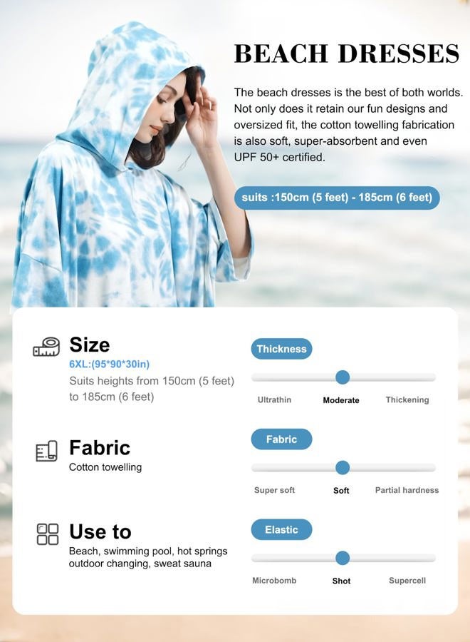 KFUBUO Surf Poncho Changing Towel Swim Robe with Pocket Plus Size Terry Cloth Swim Cover Up for Women Towel Poncho Hoodie - Image 3