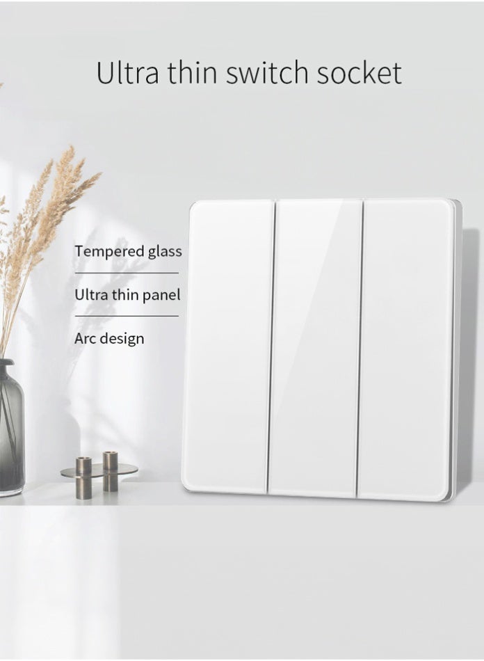 Vmax 3-Gang 2-Way Plate Switch – Modern Square Design, Smooth Triple Control, Durable & Easy Install Wall Switch (WHITE) - Image 3