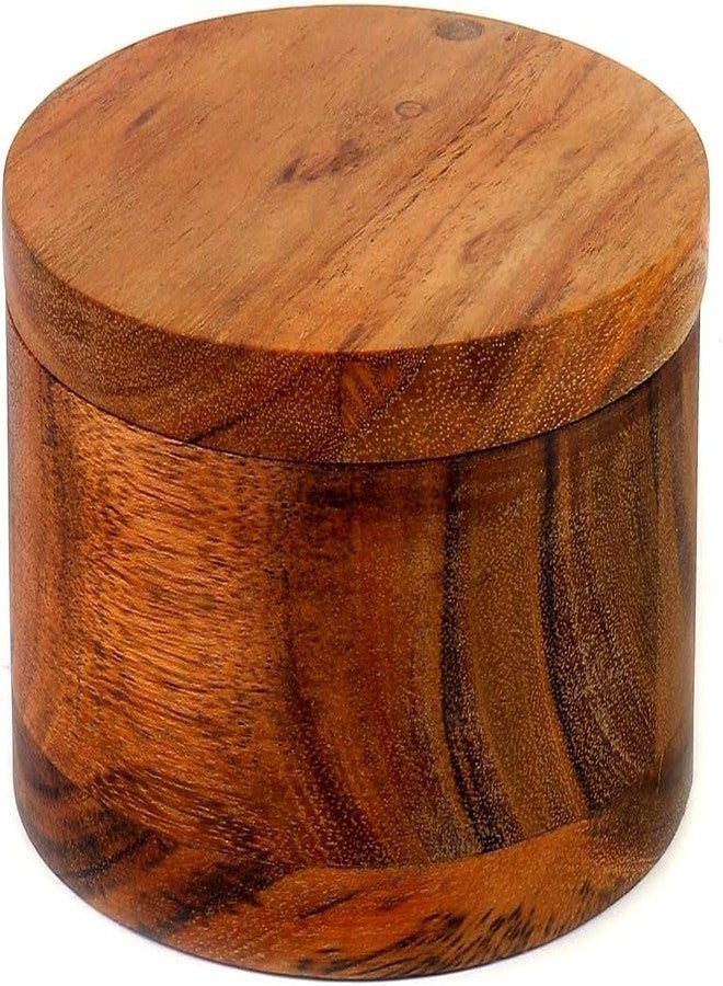 SHAFA IMPEX Wood Salt or Spice Box with Swivel Cover perfect for keeping table salt, gourmet salts, herbs or favorite seasonings, close at hand on your countertop. - Image 3