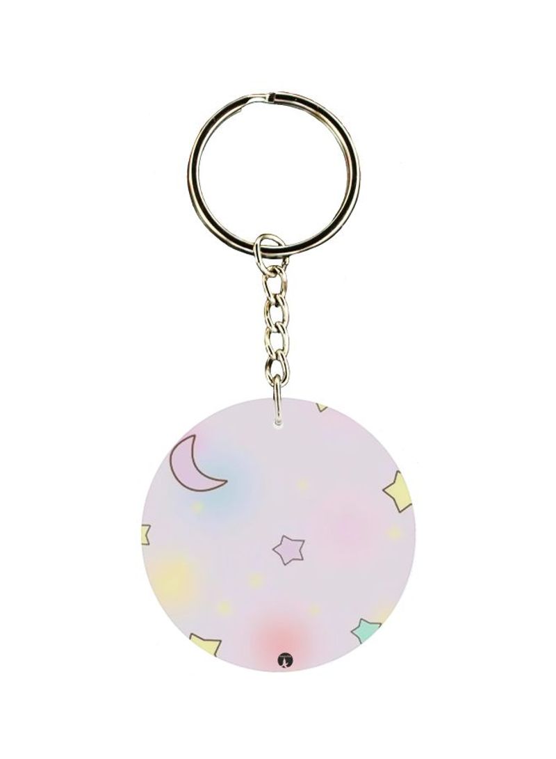 RKN Moon And Star Printed Double Sided Keychain