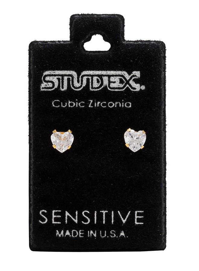Studex 5*5MM Cubic Zirconia Heart Shape Ear Studs - Image 5