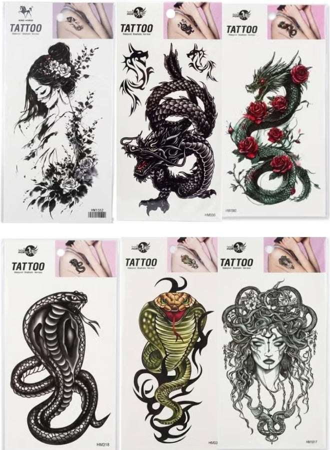 King Horse Waterproof Temporary Tattoo Stickers Set, Breathable Non-Toxic Body Art Decals, Easy Apply and Remove, Sweat Resistant, 4 Pieces - Image 1