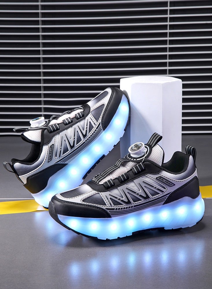 Generic Roller Skates 4 Wheels Shoes for Kids New Upgrade Skates Sneakers LED Light Up Rechargeable Sport Sneaker for Boys Girls Beginner More Balanced  - Image 2