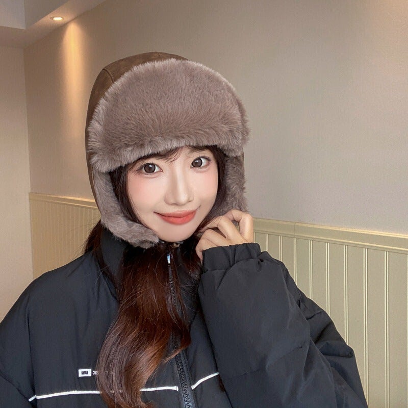 Plush Trapper Hat Unisex Autumn Winter Ski Warm Couple Hat Faux Fur - Image 2
