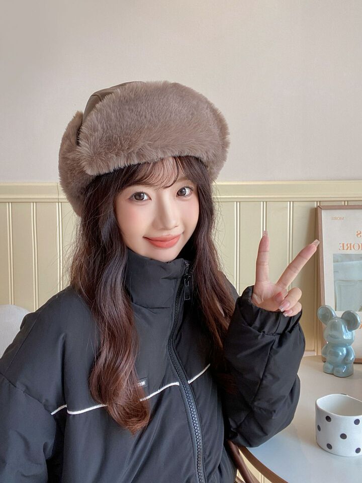 Plush Trapper Hat Unisex Autumn Winter Ski Warm Couple Hat Faux Fur - Image 4