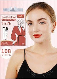 108 Strips Body and Clothing Fashion Tape Double Sided Tape for Clothes Dress Tape Transparent Clothing Tape for Clothes to Skin Body Tape for Any Kinds of Clothes Ideal Tape to Hold Clothes in Place