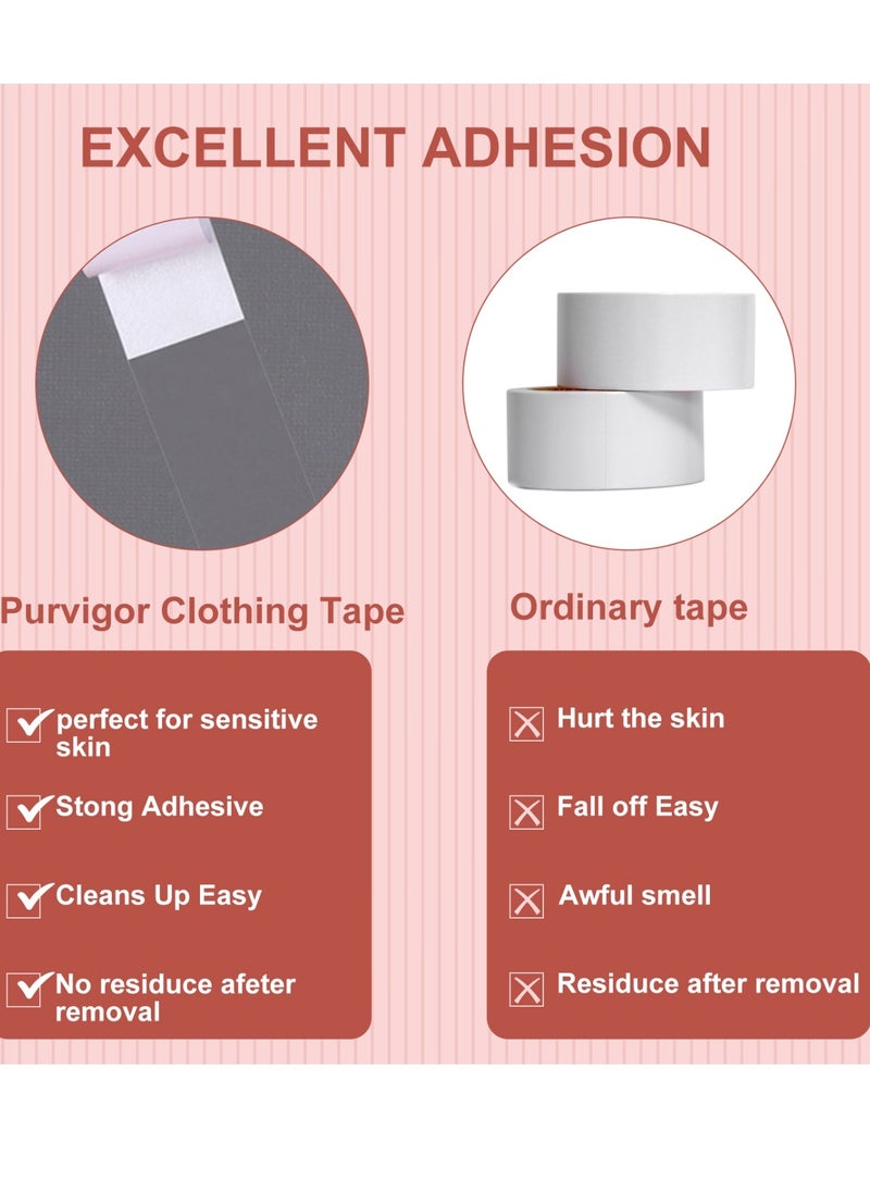 Purvigor - 108 Strips Body and Clothing Fashion Tape Double Sided Tape for Clothes Dress Tape Transparent Clothing Tape for Clothes to Skin Body Tape for Any Kinds of Clothes Ideal Tape to Hold Clothes in Place - Image 1