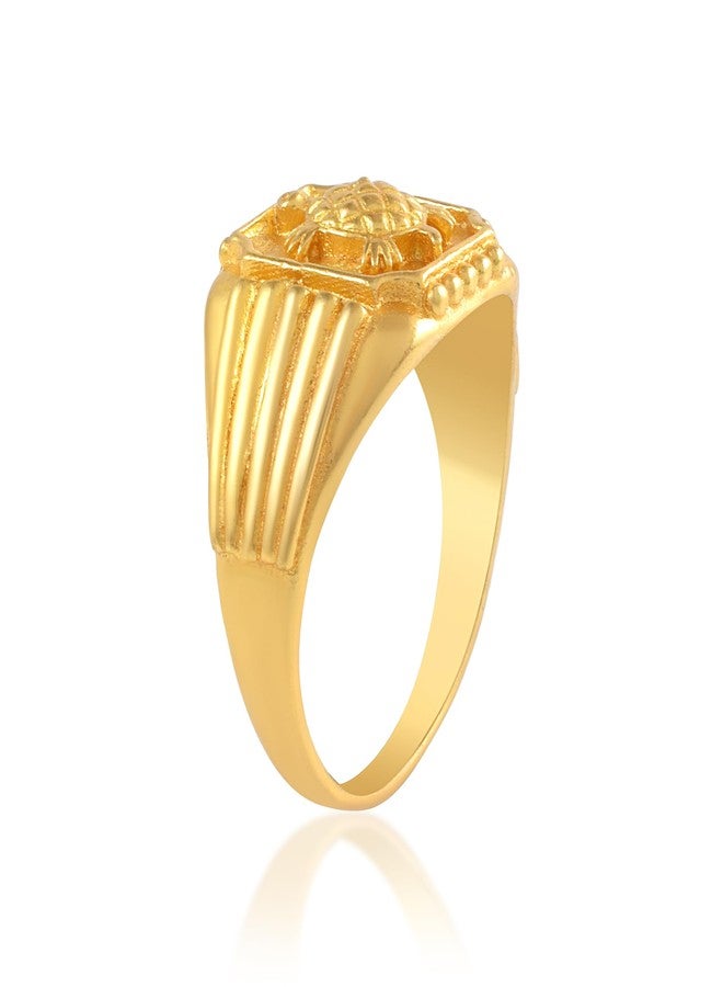 morir Gold Plated Brass Turtle Charm Tortoise Vastu Feng Shui Kachua Finger Ring For Men - Image 2