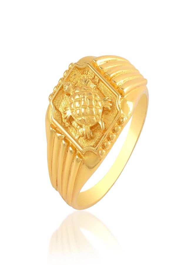 morir Gold Plated Brass Turtle Charm Tortoise Vastu Feng Shui Kachua Finger Ring For Men - Image 1