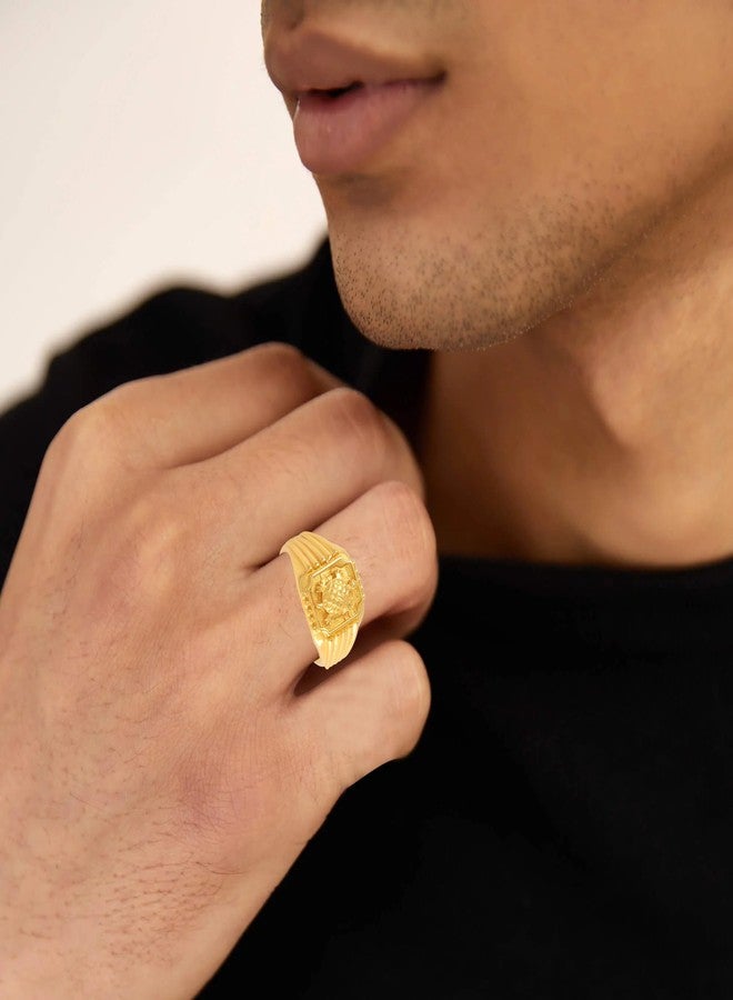 morir Gold Plated Brass Turtle Charm Tortoise Vastu Feng Shui Kachua Finger Ring For Men - Image 3