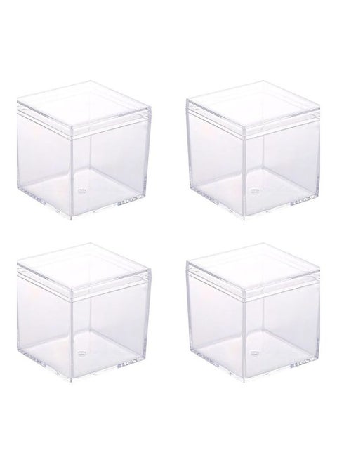 Clear Acrylic Box with Lid, Clear Acrylic Plastic Square Cube 4 Pack 5.5 x 5.5 x 5.5 cm Small Clear Plastic Storage Boxes Acrylic Cubes for Storage