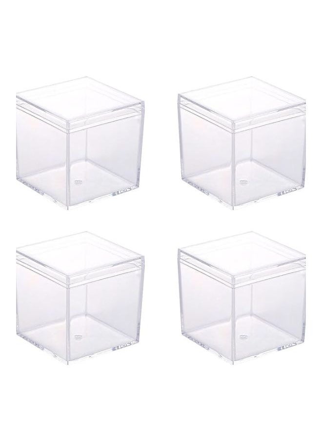 Clear Acrylic Box with Lid, Clear Acrylic Plastic Square Cube 4 Pack 5.5 x 5.5 x 5.5 cm Small Clear Plastic Storage Boxes Acrylic Cubes for Storage