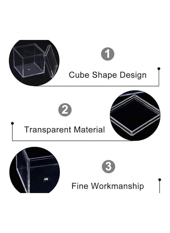 Clear Acrylic Box with Lid, Clear Acrylic Plastic Square Cube 4 Pack 5.5 x 5.5 x 5.5 cm Small Clear Plastic Storage Boxes Acrylic Cubes for Storage