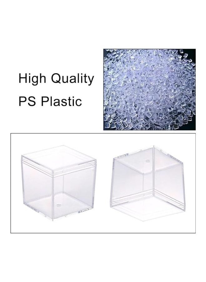 Clear Acrylic Box with Lid, Clear Acrylic Plastic Square Cube 4 Pack 5.5 x 5.5 x 5.5 cm Small Clear Plastic Storage Boxes Acrylic Cubes for Storage
