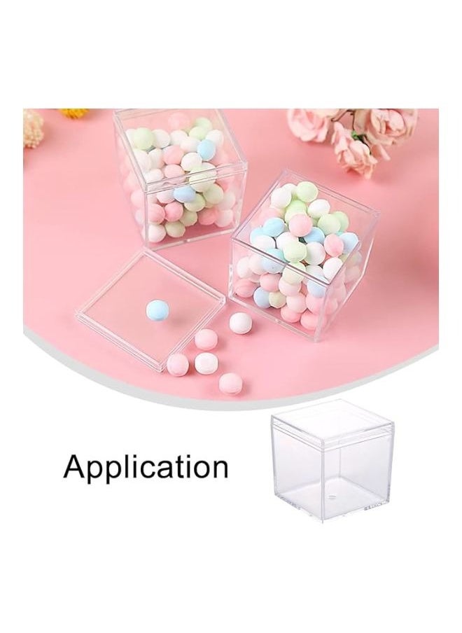 Clear Acrylic Box with Lid, Clear Acrylic Plastic Square Cube 4 Pack 5.5 x 5.5 x 5.5 cm Small Clear Plastic Storage Boxes Acrylic Cubes for Storage