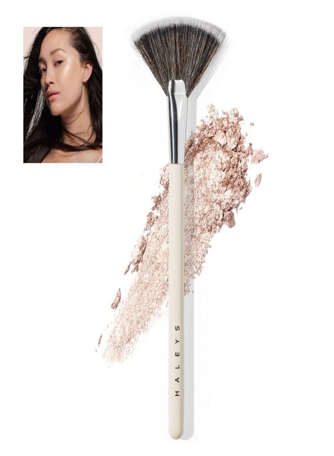 HALEYS Fan Brush VEGAN+CRUELTY-FREE, Sustainable Wood, Vegan Bristles for Airbrushed Finish, For highlighter application, Streak-free, Perfect Blending, Blurs, Smooths with Control - Image 1