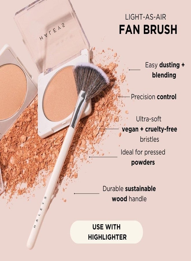 HALEYS Fan Brush VEGAN+CRUELTY-FREE, Sustainable Wood, Vegan Bristles for Airbrushed Finish, For highlighter application, Streak-free, Perfect Blending, Blurs, Smooths with Control - Image 2