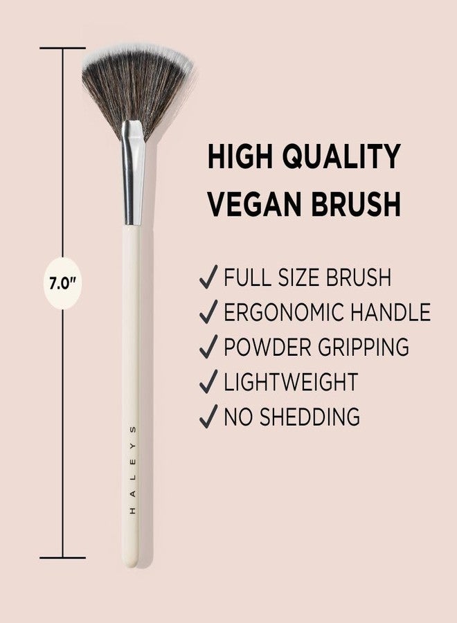 HALEYS Fan Brush VEGAN+CRUELTY-FREE, Sustainable Wood, Vegan Bristles for Airbrushed Finish, For highlighter application, Streak-free, Perfect Blending, Blurs, Smooths with Control - Image 4