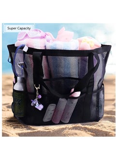 Beauenty Mesh Beach Bag,lightweight & Foldable Beach Tote Bag with Zipper and Pockets Ideal for Your Family Beach Trip for Women,waterproof & Sandproof Mesh Bag for Beach Toys  - Image 2