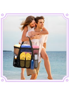 Beauenty Mesh Beach Bag,lightweight & Foldable Beach Tote Bag with Zipper and Pockets Ideal for Your Family Beach Trip for Women,waterproof & Sandproof Mesh Bag for Beach Toys  - Image 5