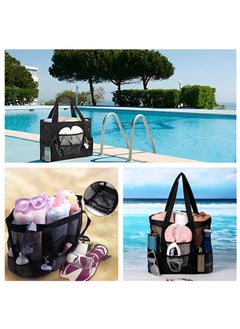 Beauenty Mesh Beach Bag,lightweight & Foldable Beach Tote Bag with Zipper and Pockets Ideal for Your Family Beach Trip for Women,waterproof & Sandproof Mesh Bag for Beach Toys  - Image 3