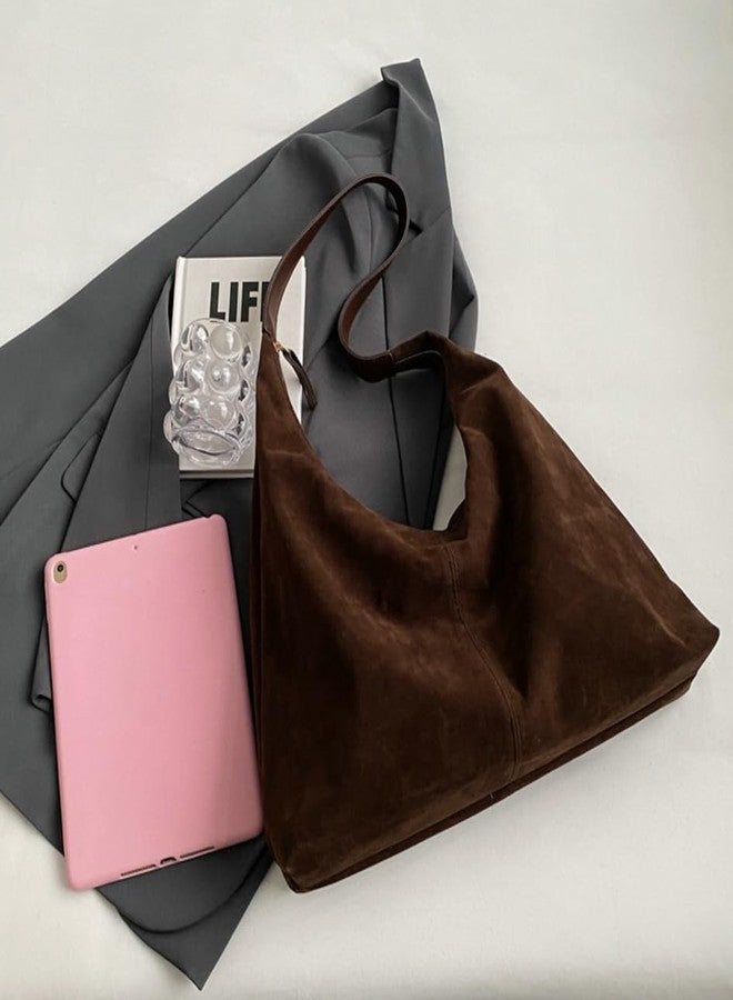 Jusavie Trendy Suede Crescent Shoulder Bag Women Tote Bag Satchels Crossbody Purse Top-handle Travel College Work Tote Handbag - Image 4