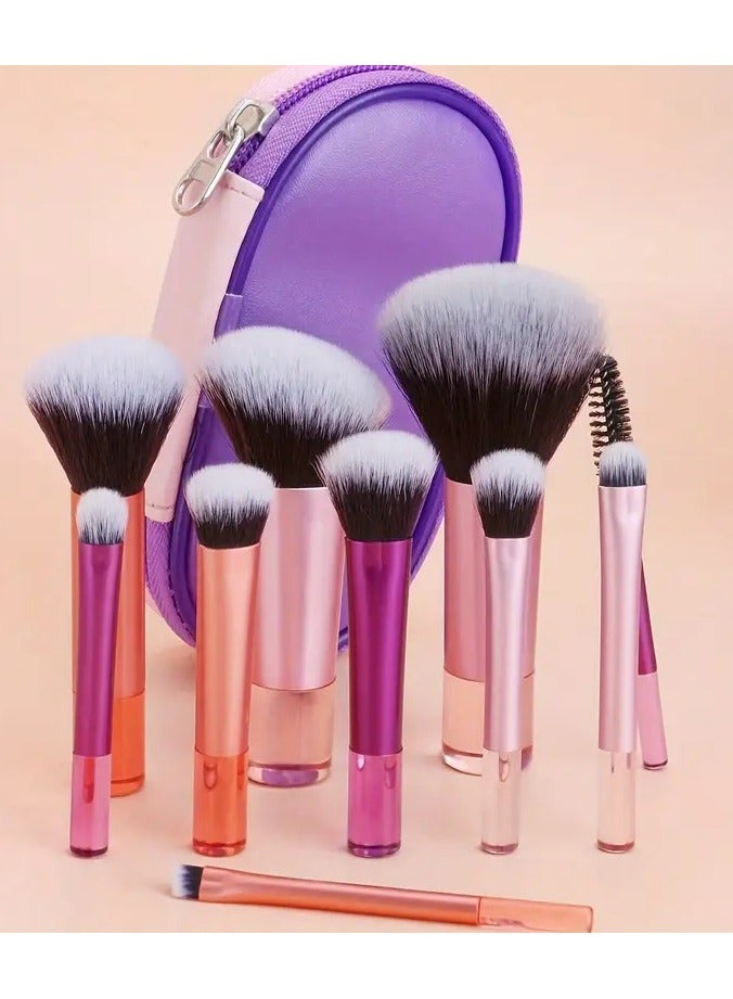 Rozino 10-Piece Portable Travel Makeup Brush Set with Nylon Bristles, Unscented Wand Brushes for All Skin Types, Includes Blush, Powder, Eyeshadow, Mascara, Eyebrow, and Blending Brushes in Carrying Case - Image 3