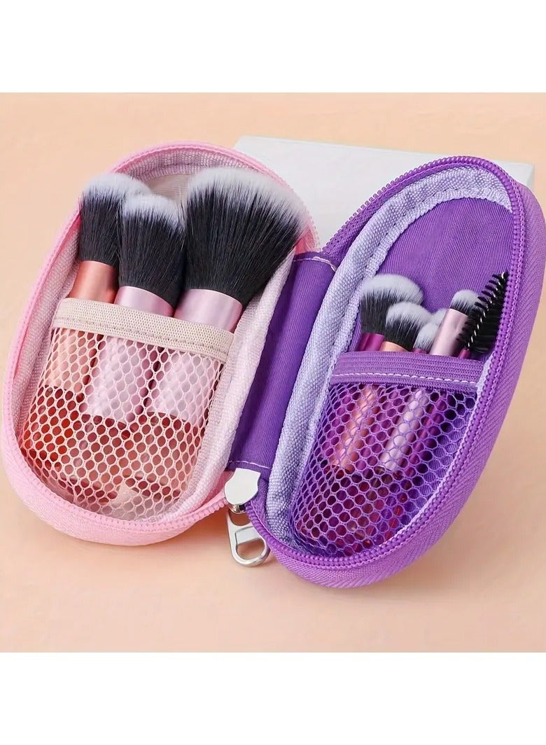 Rozino 10-Piece Portable Travel Makeup Brush Set with Nylon Bristles, Unscented Wand Brushes for All Skin Types, Includes Blush, Powder, Eyeshadow, Mascara, Eyebrow, and Blending Brushes in Carrying Case - Image 1